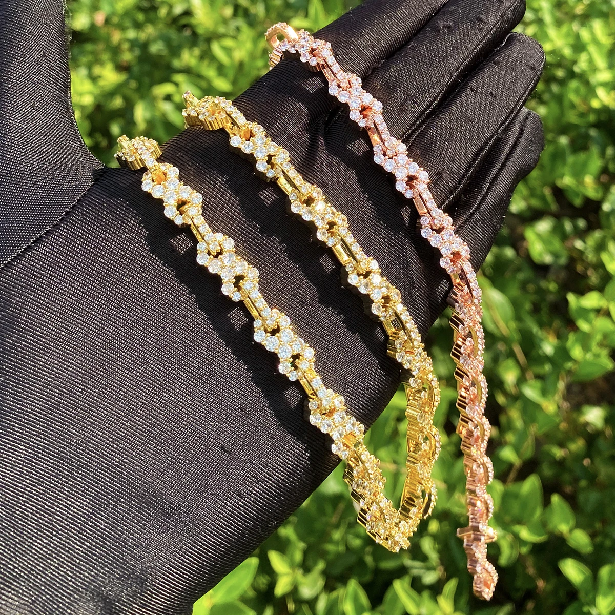 Bubble Letter Iced Out Infinity Link Chain for Men Necklace Choker 5A Cubic Zirconia Prong Setting Hip Hop Jewelry