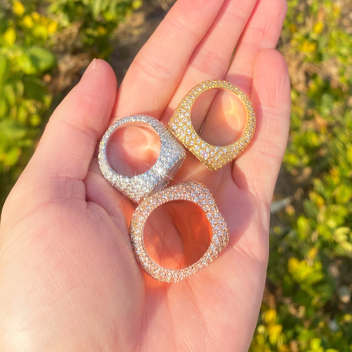 Bubble Letter Iced Out Custom Photo Heart Ring for Women Personalized Picture Cubic Zirconia Hip Hop Jewelry