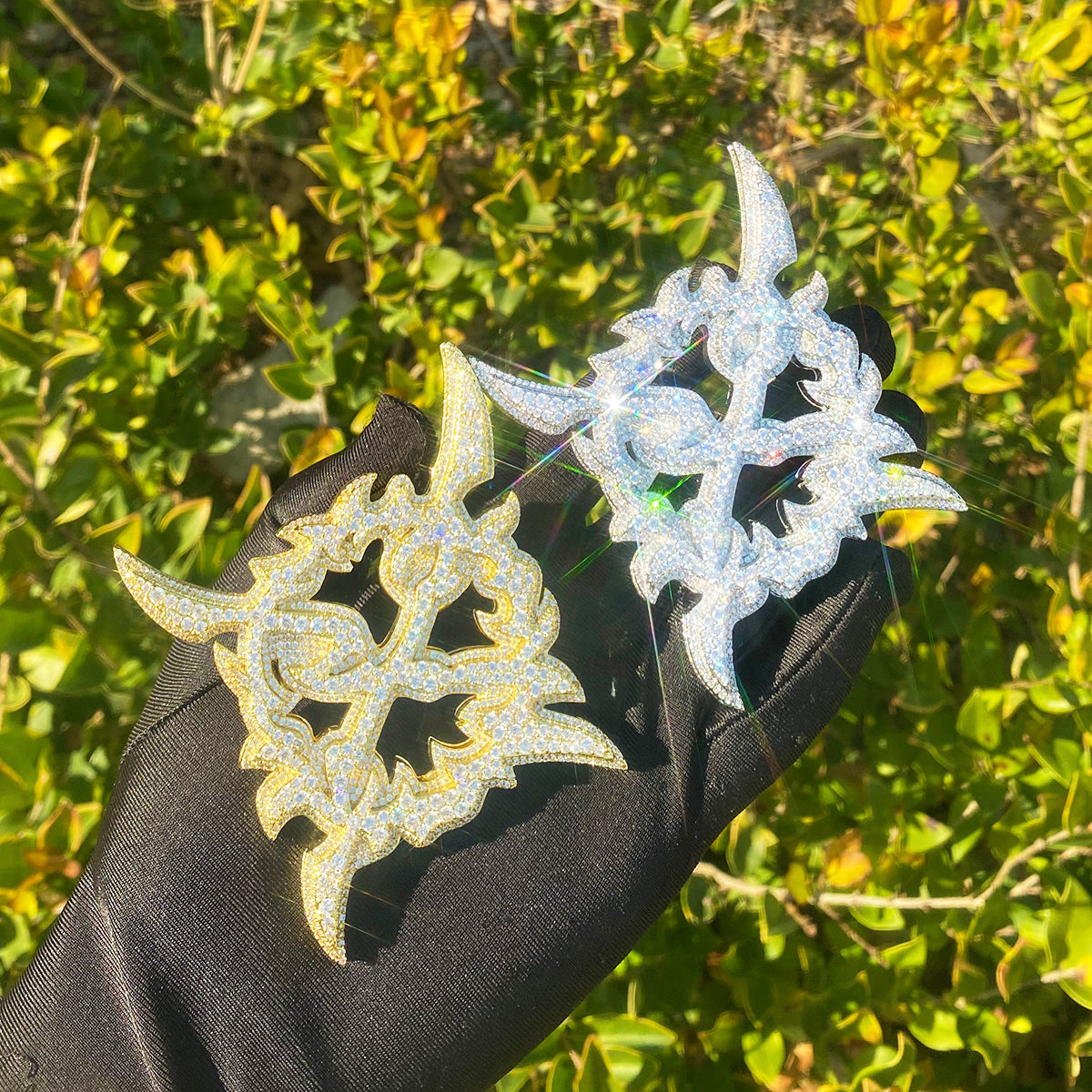 Bubble Letter Iced Out X Sun Flower Necklace Pendant for Men 5A Cubic Zirconia Hip Hop Jewelry