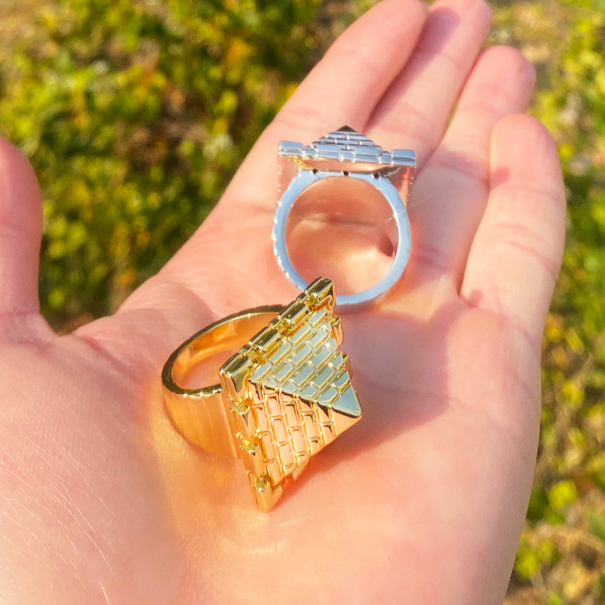 Bubble Letter Saddle Ring for Men Real Copper Adjustable Hip Hop Jewelry