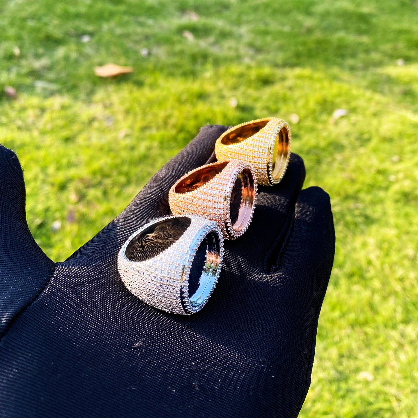 Bubble Letter Iced Out Custom Photo Round Circle Ring for Men Personalized Picture Cubic Zirconia Hip Hop Jewelry