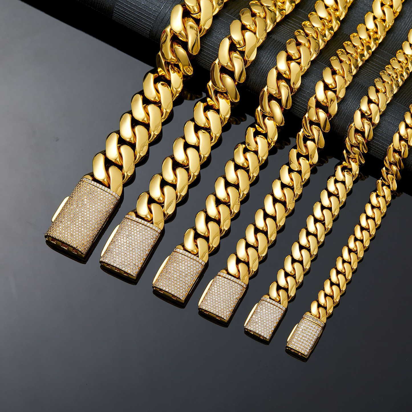 Bubble Letter Stainless Steel Miami Cuban Link Chain for Men Necklace Choker PVD Plating Real Gold Plated Flip Button Hip Hop Jewelry