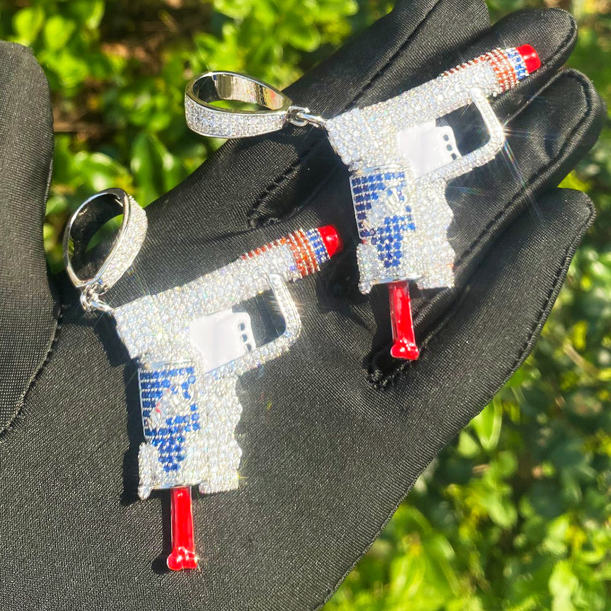 Bubble Letter Iced Out Gang Pendant Necklace for Men Real Gold Plated Cubic Zirconia Hip Hop Jewelry