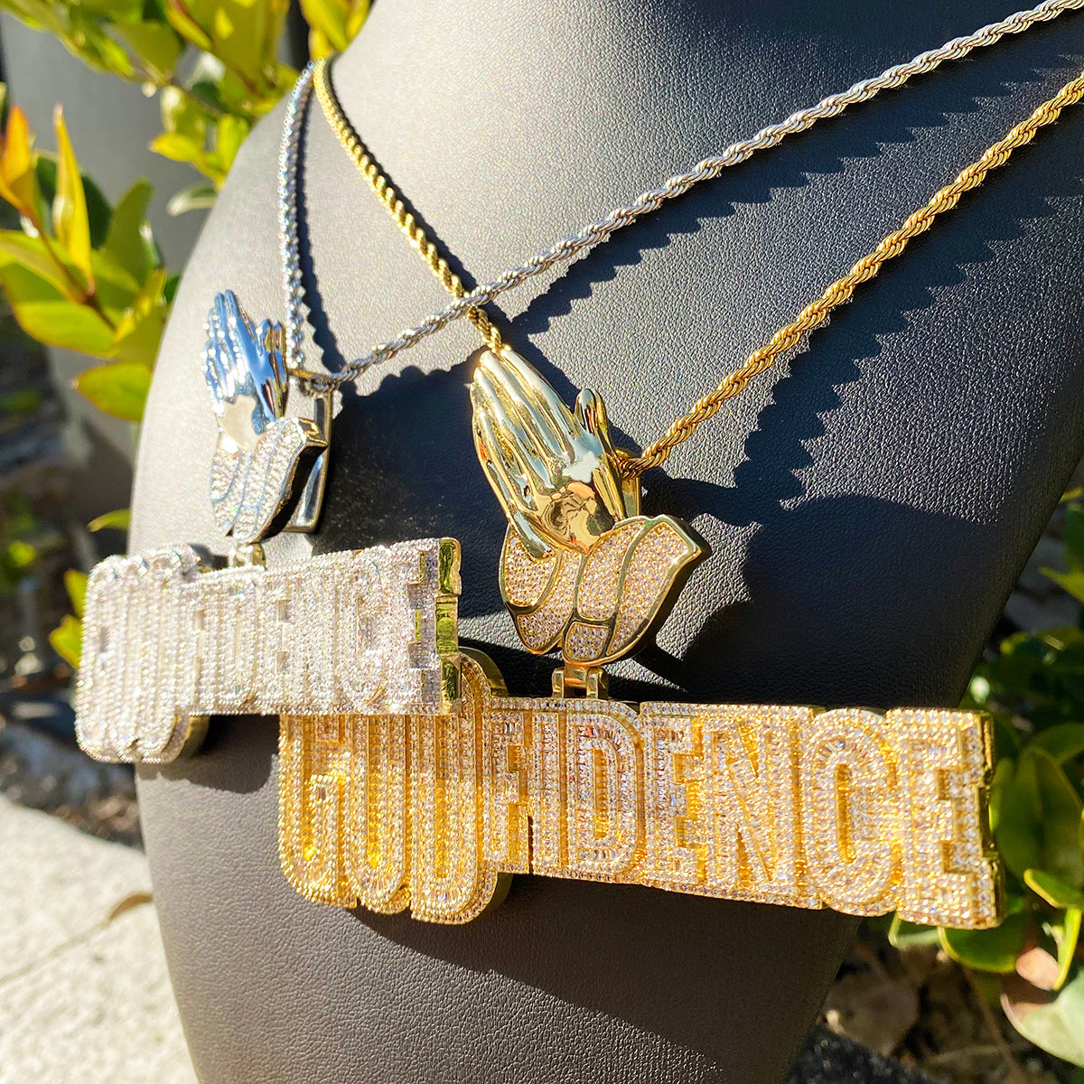 Bubble Letter Iced Out God Fidence Prayer Bail Necklace Pendant for Men 5A Copper Cubic Zirconia Hip Hop Jewelry
