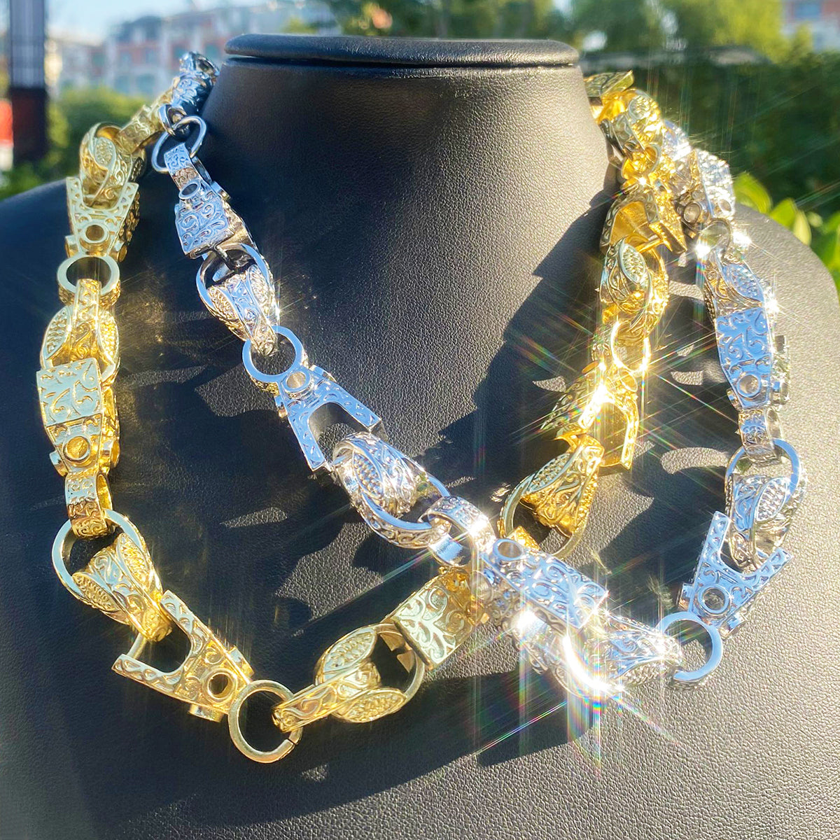 Bubble Letter Iced Out Block Tulip Chain for Men Real Copper Gold Plated Hip Hop Jewelry