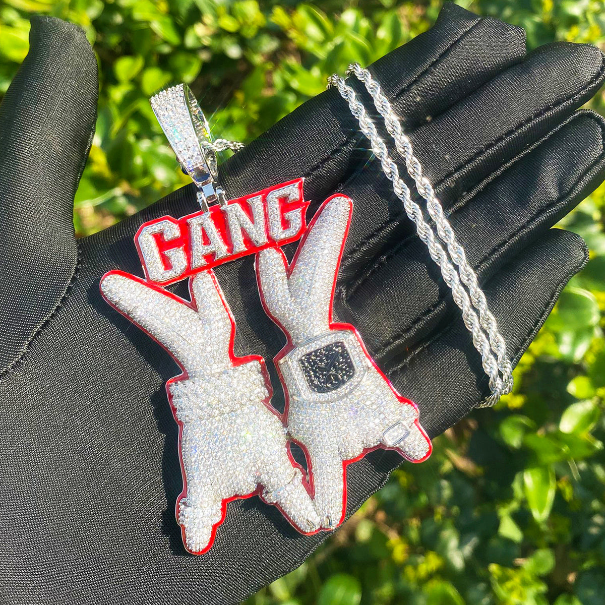 Bubble Letter Luxury Gang Necklace Pendant for Men Real Gold Plated Copper Cubic Zirconia Hip Hop Jewelry