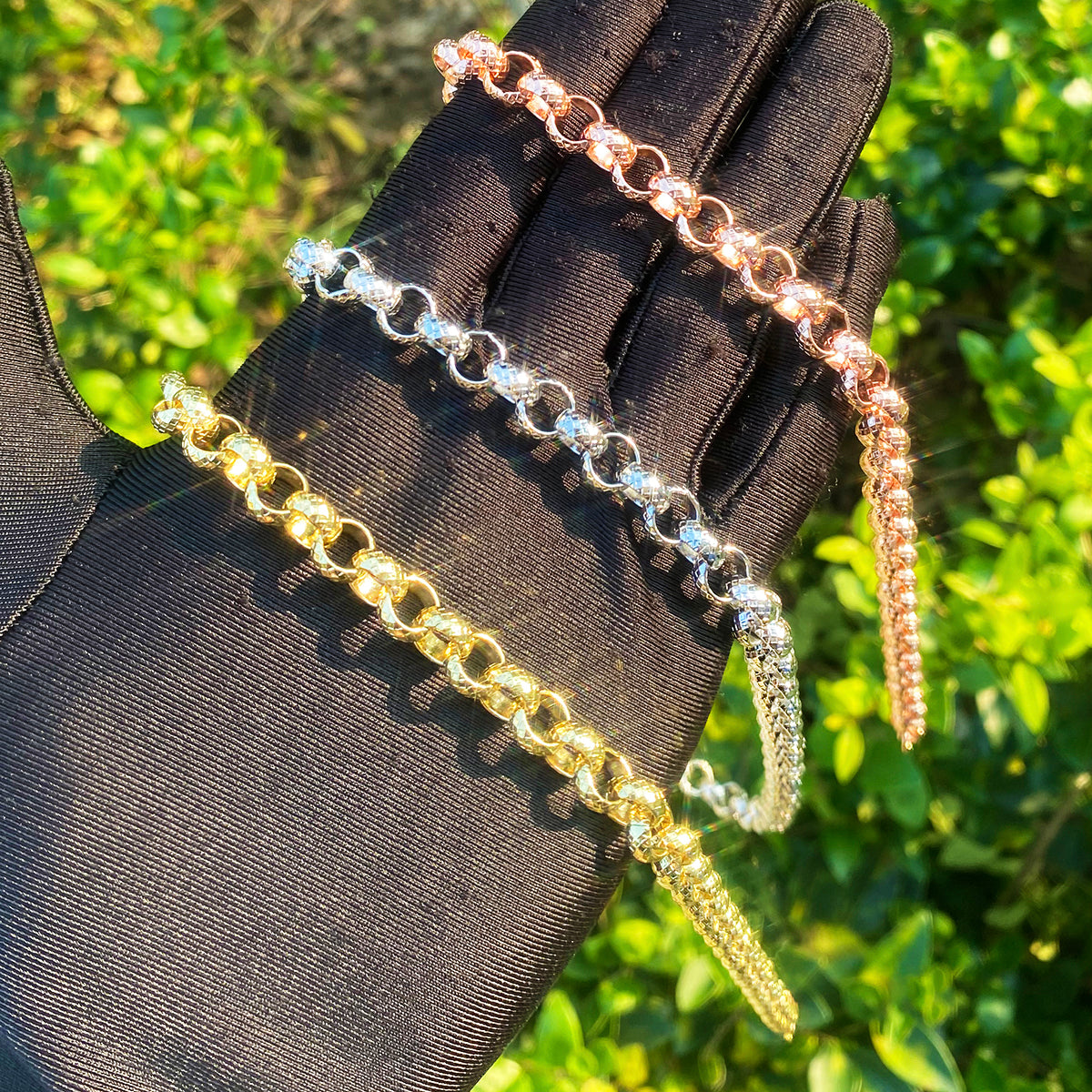 Bubble Letter Diamond Cut Belcher Ring Link Chain for Men Necklace Choker Real Gold Plated Copper Hip Hop Jewelry