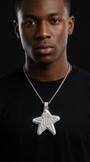 Bubble Letter Iced Out Super Big Star Necklace Pendant for Men Real Gold Plated Cubic Zirconia Hip Hop Jewelry