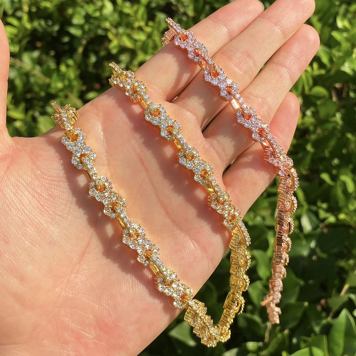 Bubble Letter Iced Out Infinity Link Chain for Men Necklace Choker 5A Cubic Zirconia Prong Setting Hip Hop Jewelry