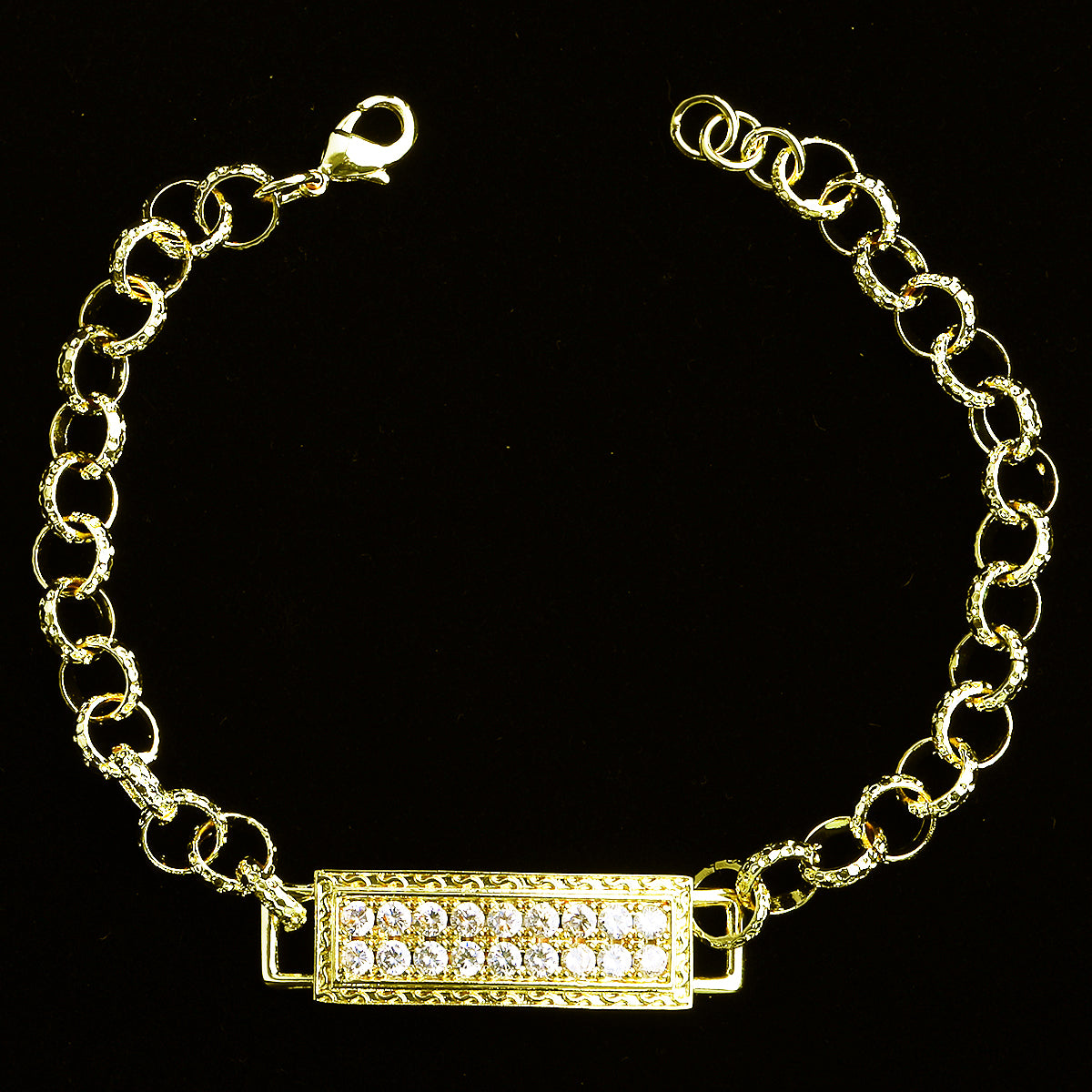 Bubble Letter Belcher Iced Tag Bracelet for Men Gold Plated Hip Hop Jewelry