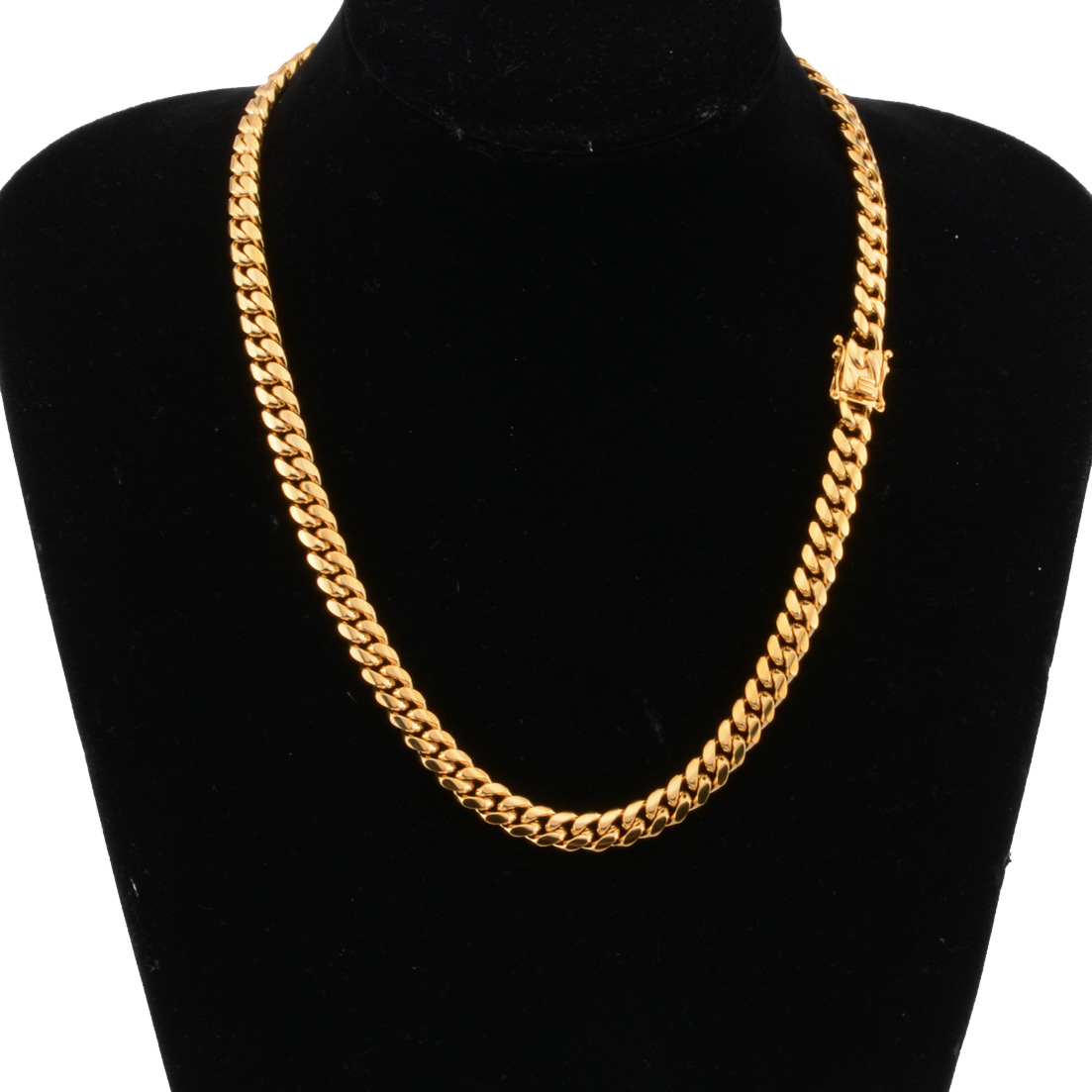 Bubble Letter Stainless Steel Miami Cuban Link Chain for Men Necklace Choker PVD Plating Real Gold Plated Lobster Clasp Hip Hop Jewelry