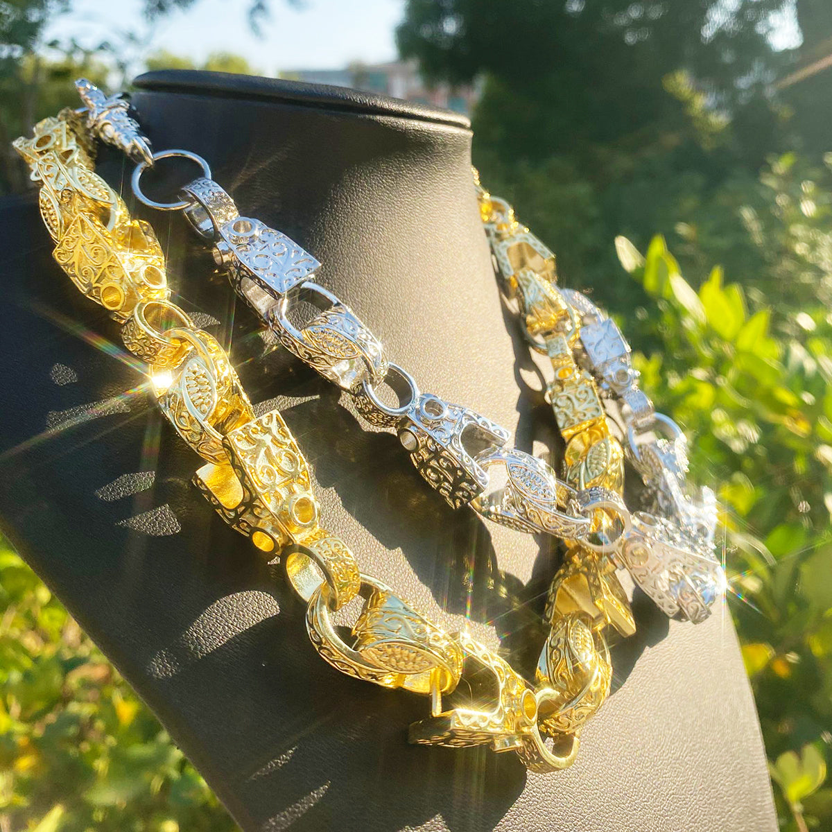 Bubble Letter Iced Out Block Tulip Chain for Men Real Copper Gold Plated Hip Hop Jewelry
