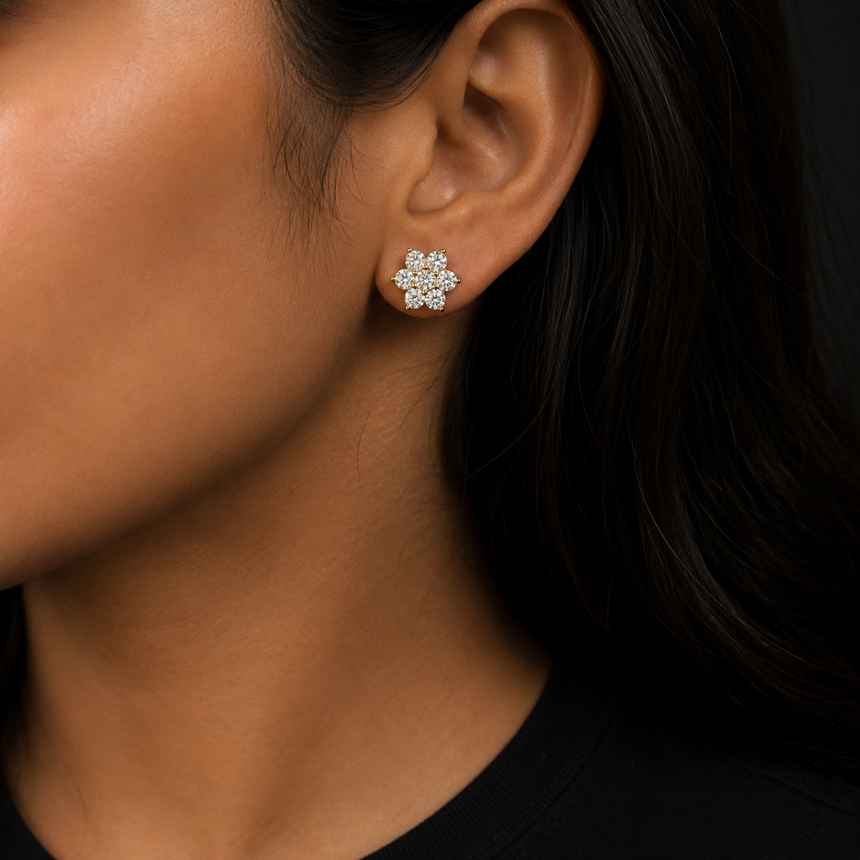 Bubble Letter Silver Moissanite VVS Snowflake Stud Earring for Women Hip Hop Jewelry