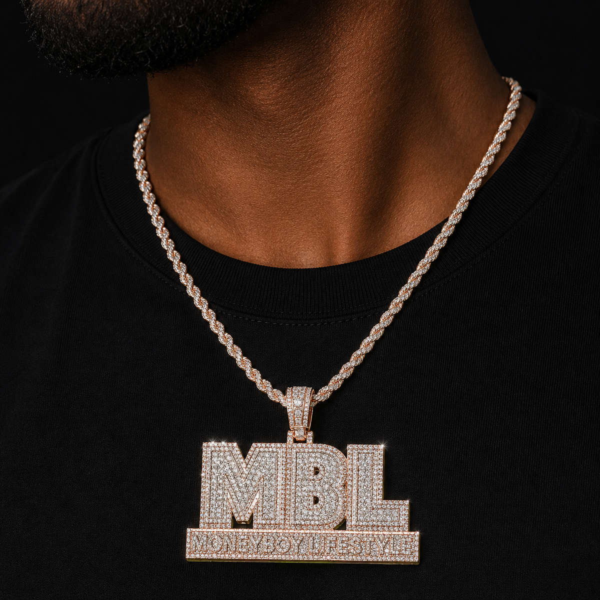 Bubble Letter Iced Out Necklace for Men Prong Setting Motivated By Loyalty Pendant Hip Hop Jewelry