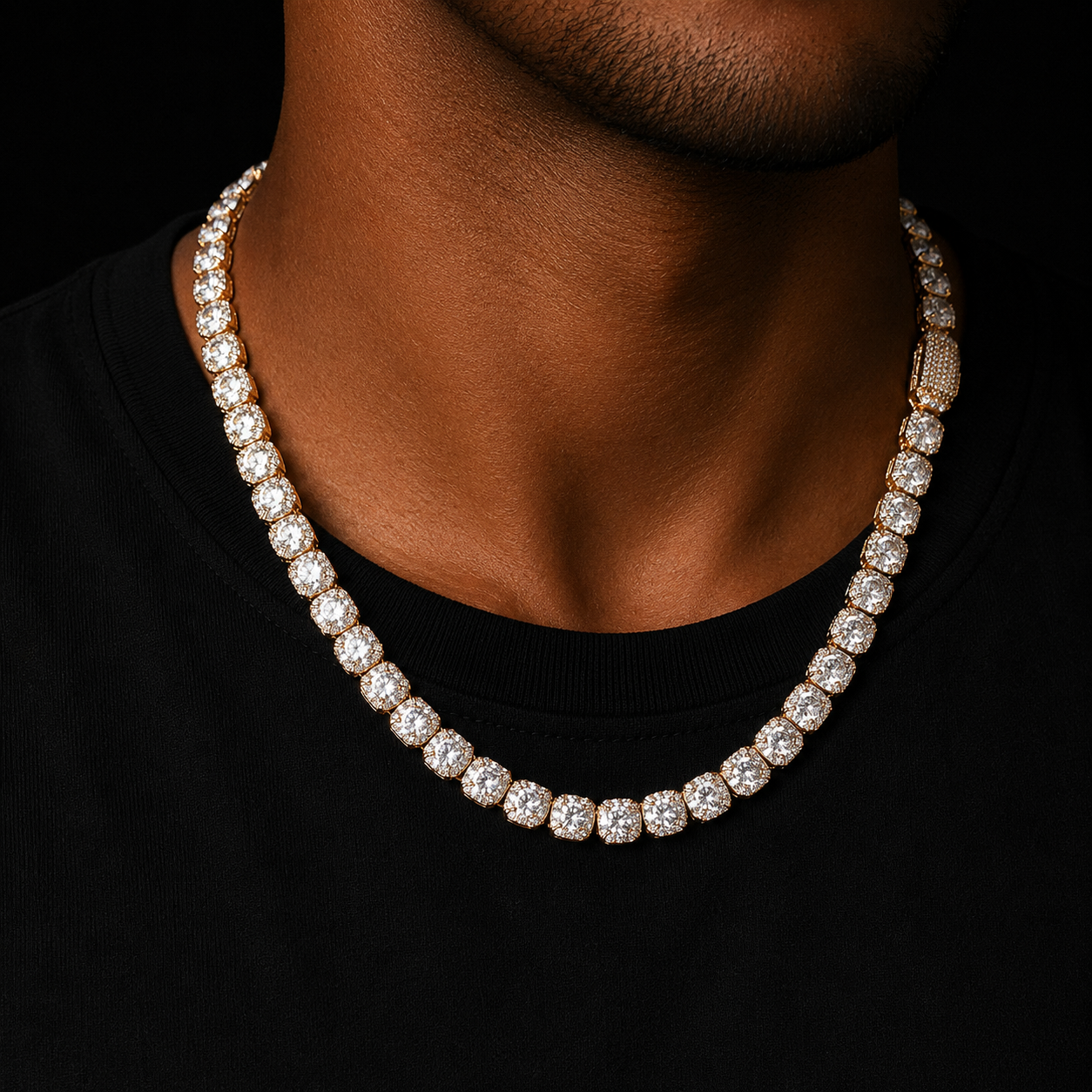 Bubble Letter Clustered Tennis Chain for Men Necklace Hip Hop Zirconia Copper Gold Color Fashion Rock Jewelry 2021 Trend