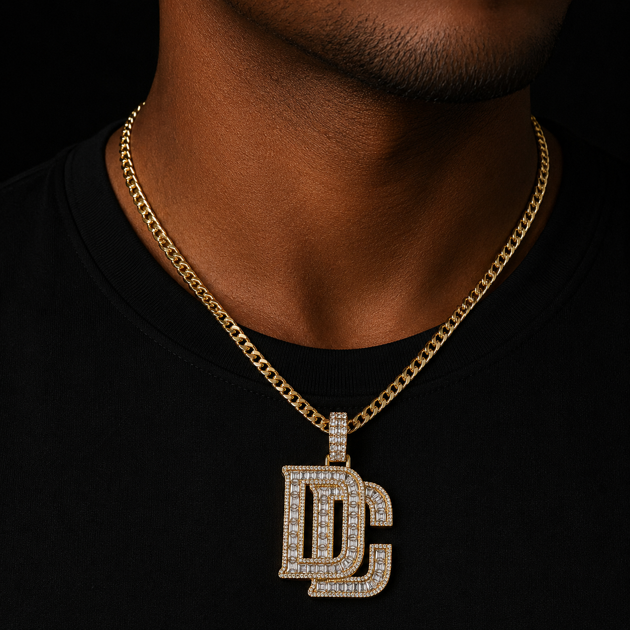Bubble Letter Baguette Necklace for Men Dream Chaser Pendant Cubic Zirconia AAAAA Charms Hip Hop Jewelry