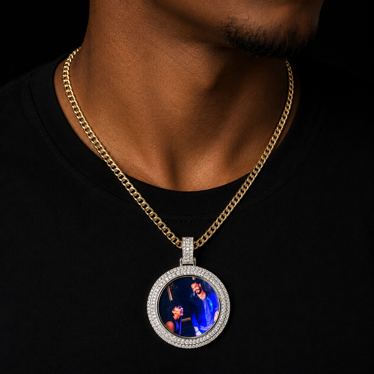 Bubble Letter Custom Photo Necklace Picture Pendant Baguette Charms Men Hip Hop Jewelry Iced Out Free Shipping Items