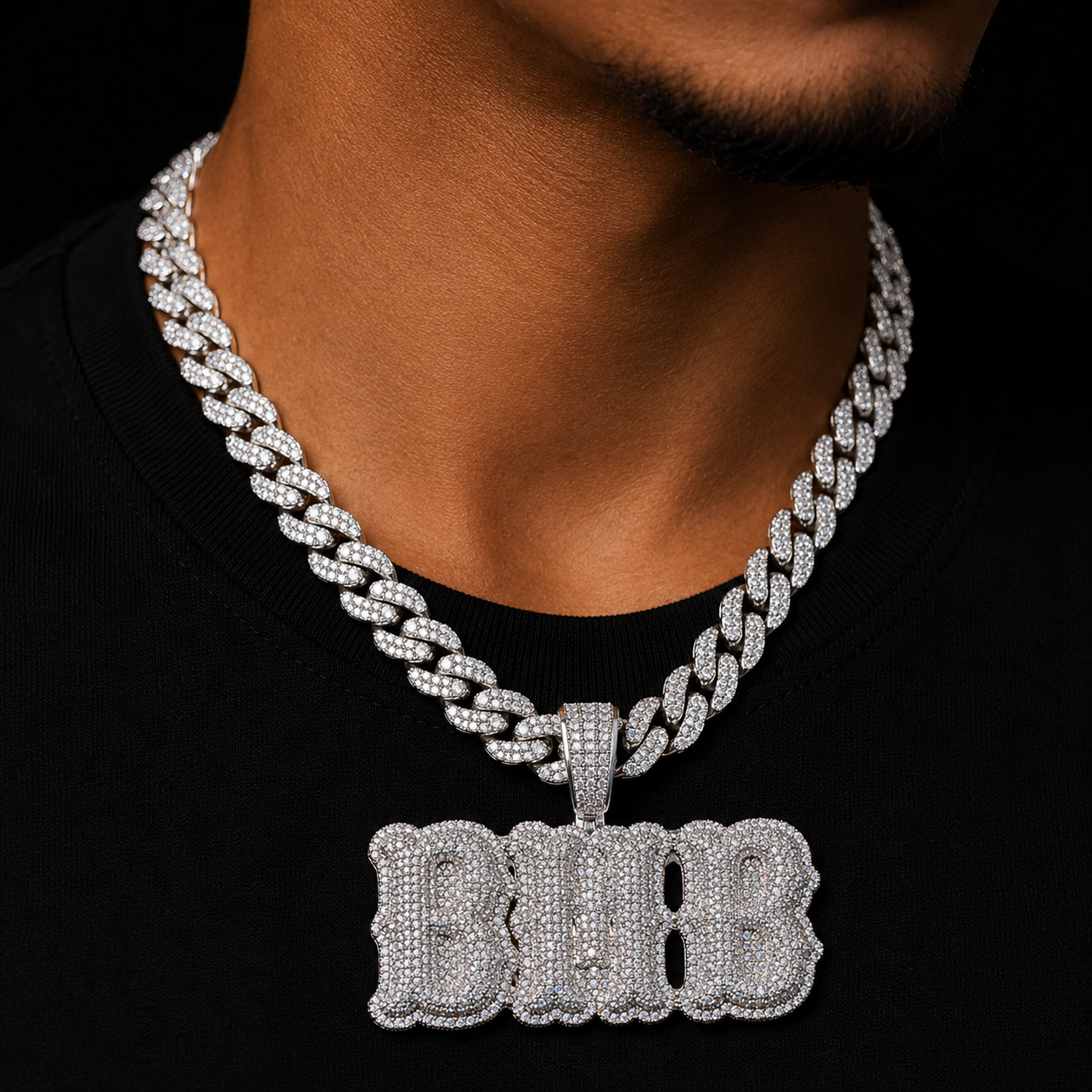 Bubble Letter Custom Name Necklace for Men Personalized Pendant Iced Out Charms Two Tone Hip Hop Jewelry