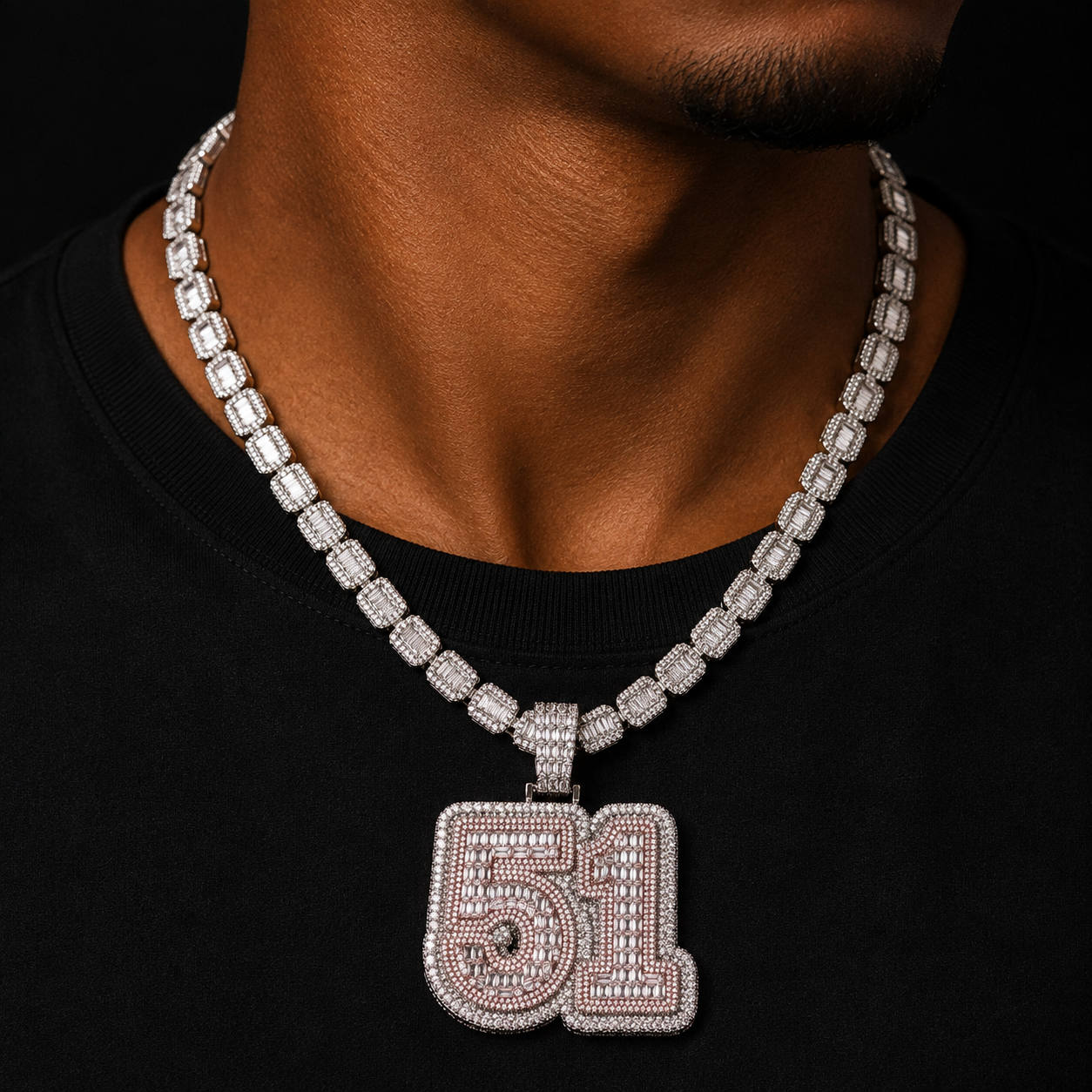 Bubble Letter Baguette Custom Name Necklace for Men Number Zircon Pendant Hip Hop Rock Rapper Chain Fashion Jewelry