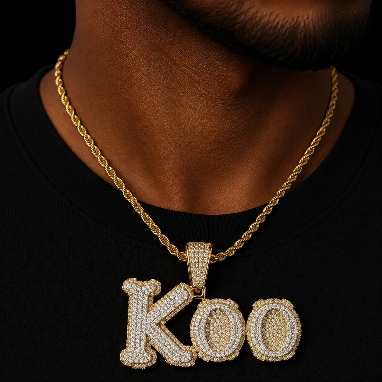 Bubble Letter Custom Name Necklace for Women Iced Out Personalized Pendant Double Color Real Copper Micro Pave Hip Hop Jewelry