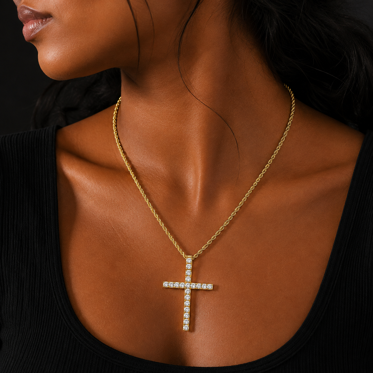 Bubble Letter Cross Bracelets for Women Real Copper Gold Plated Hip Hop Jewelry Adjustable Charms