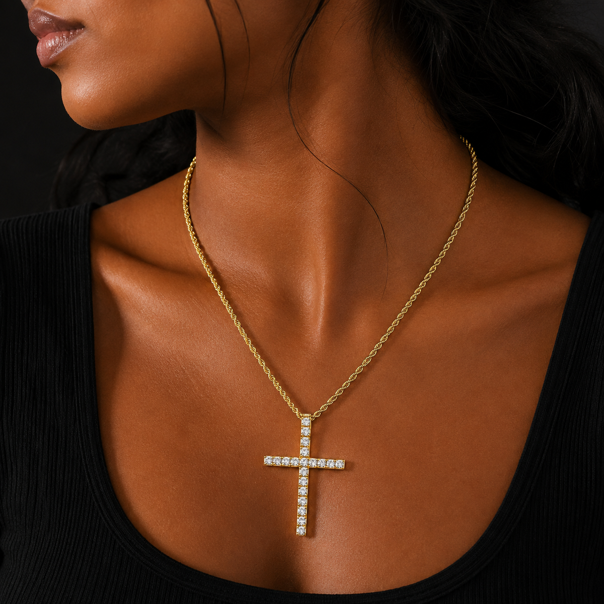 Bubble Letter Cross Bracelets for Women Real Copper Gold Plated Hip Hop Jewelry Adjustable Charms