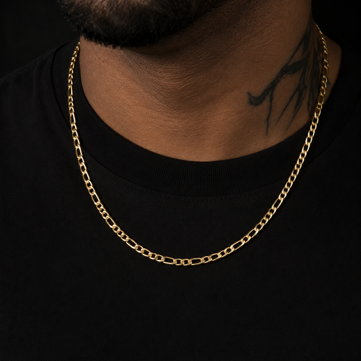 Bubble Letter 5 MM Figaro Chain Necklace Stainless Steel  Gold Color Hip Hop Jewelry for Men Women Drop Shipping Products
