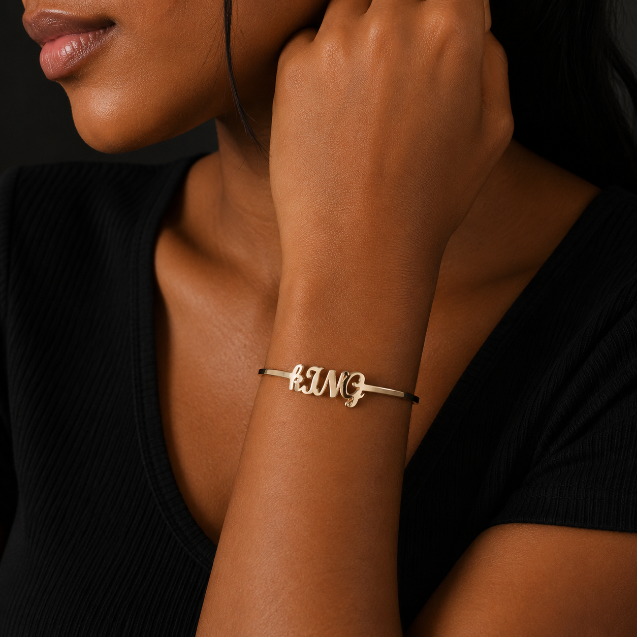 Custom Name Bangle Stainless Steel Real Gold Bracelet Women Hip Hop Jewelry Adjustable