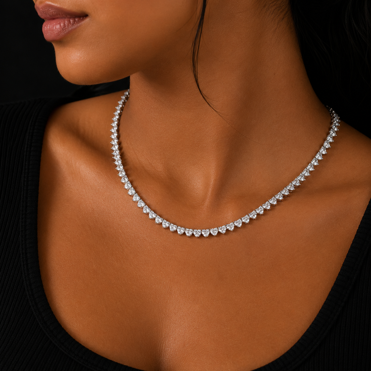 Bubble Letter Prong Setting Heart Necklace Choker for Women Silver Color Hip Hop Fashion Jewelry 2023 Trend Paris Show