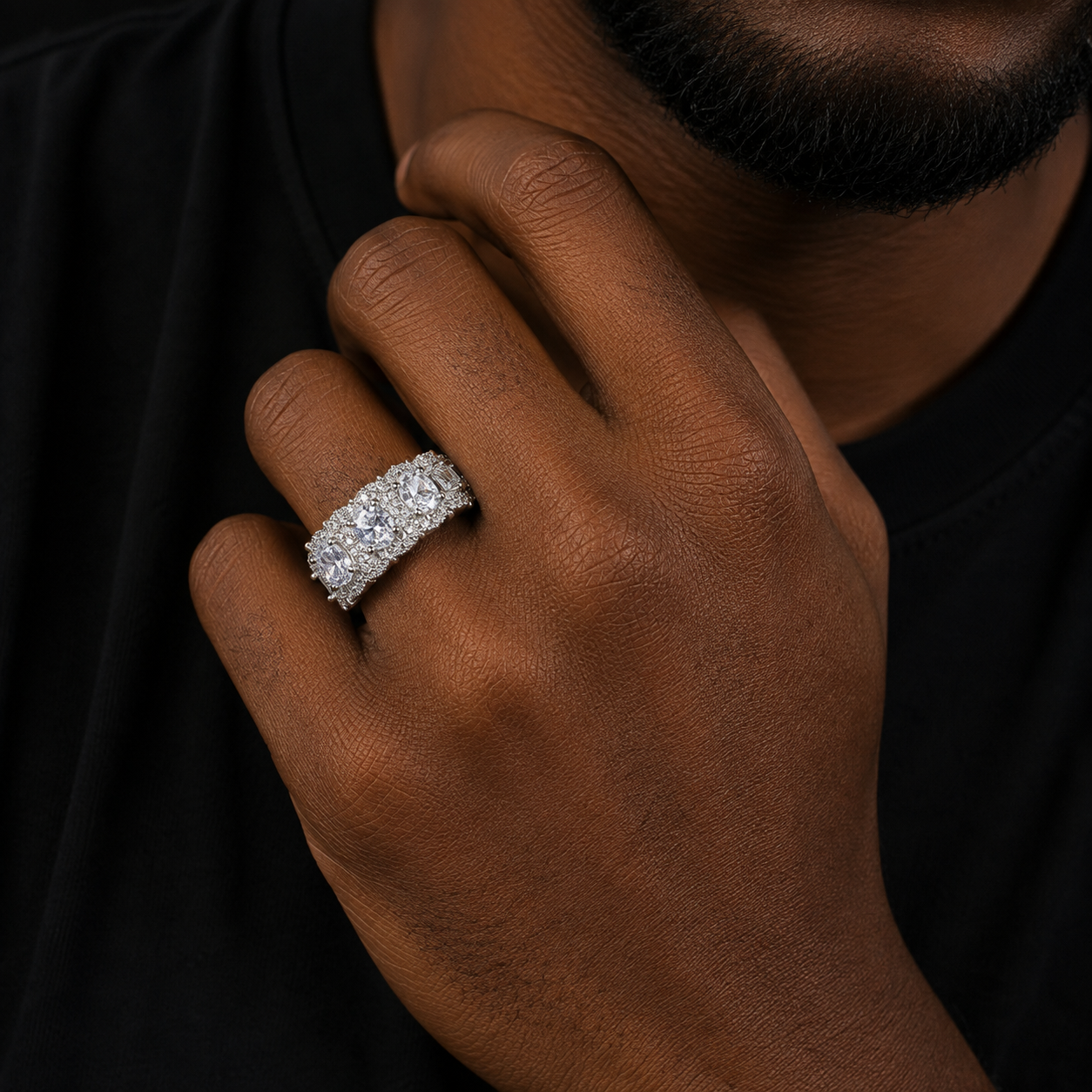 Bubble Letter Iced Out Multi Shape Stones Ring for Men Real Gold Plated Cubic Zirconia Hip Hop Jewelry