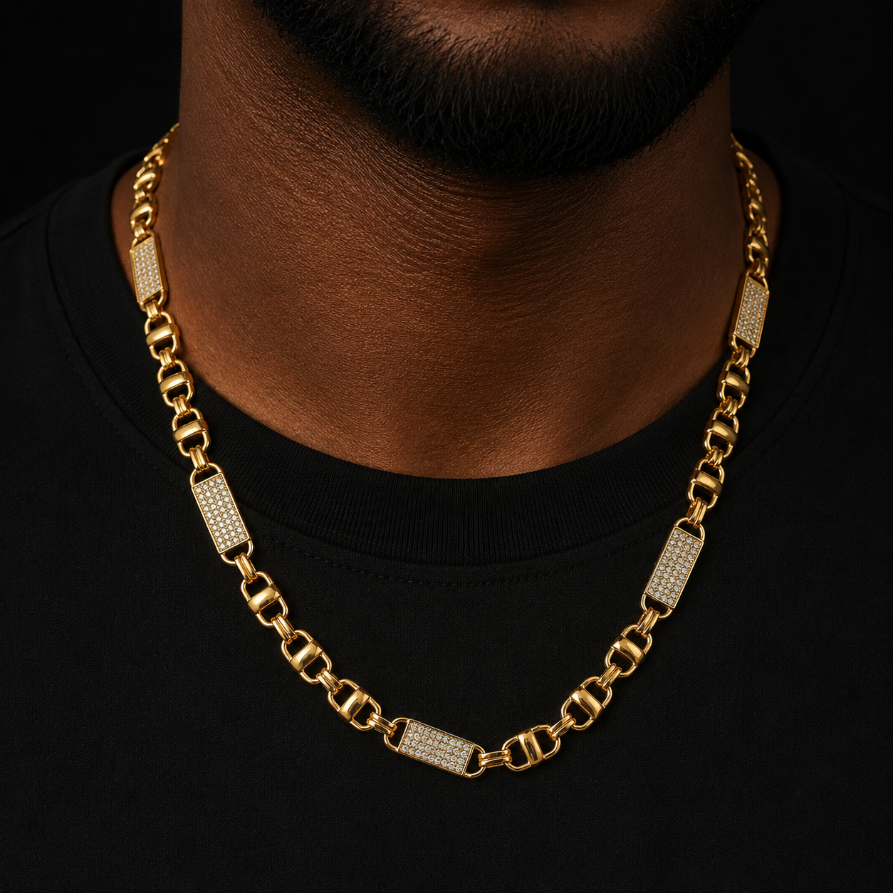 Bubble Letter 8mm Magnum King Chain for Men Necklace Choker Gold Plated Koningsketting Hip Hop Jewelry