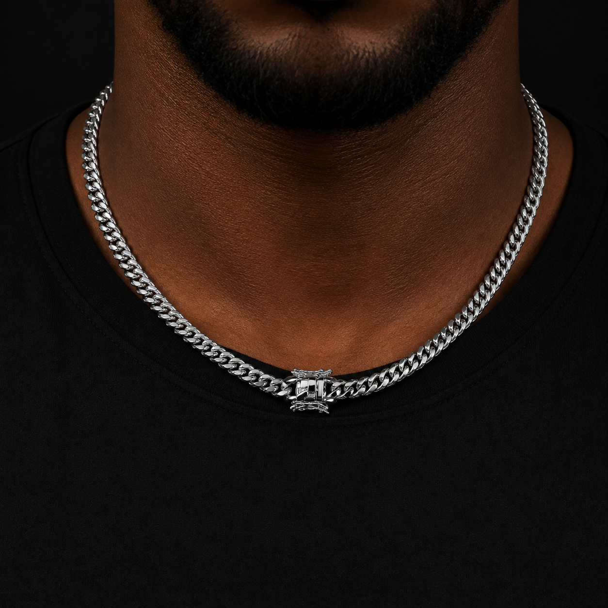 Bubble Letter Stainless Steel Miami Cuban Link Chain for Men Necklace Choker PVD Plating Real Gold Plated Lobster Clasp Jewelry