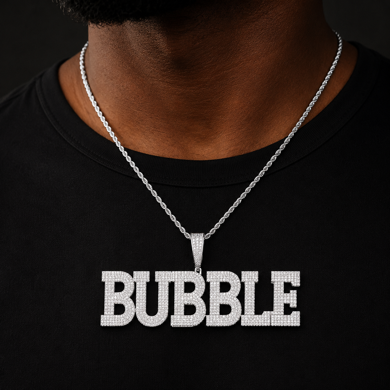 Bubble Letter Iced Out Custom Large Name Necklace Pendant for Men Paved Setting 5A Cubic Zirconia Hip Hop Jewelry