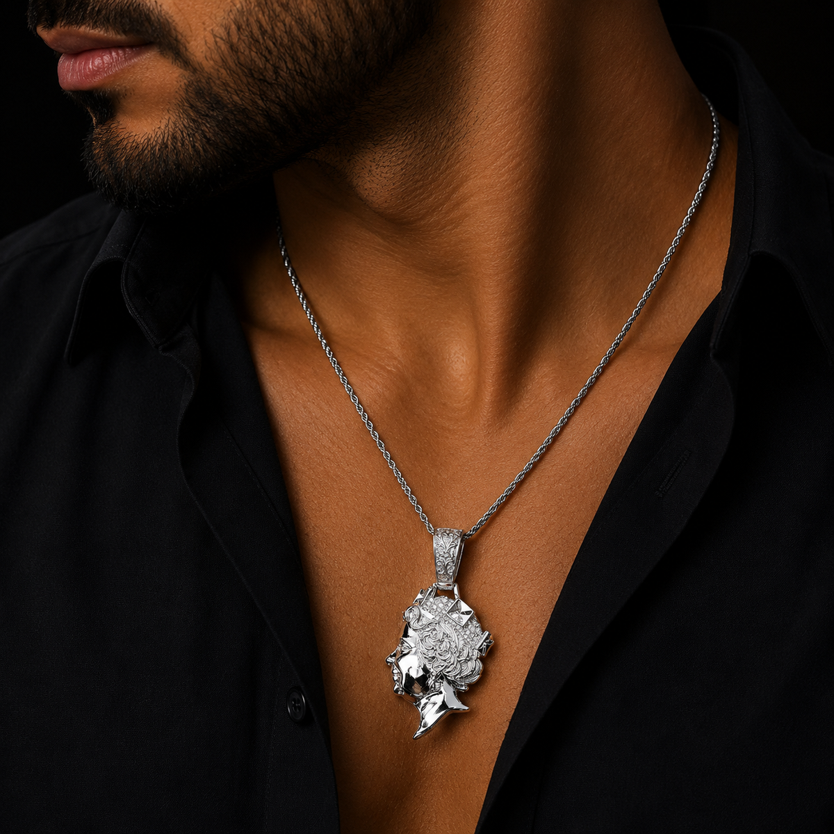 Bubble Letter Iced Out United kingdom Queen Head Necklace Pendant for Men Real Gold Plated 5A Cubic Zirconia Hip Hop Jewelry