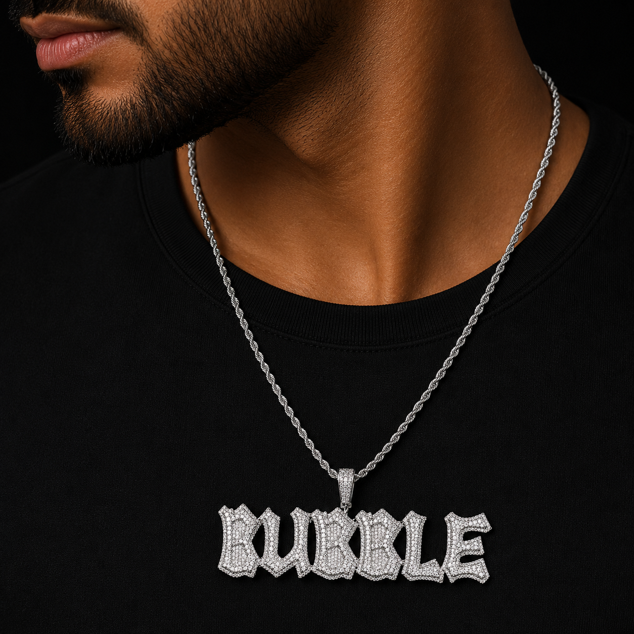Bubble Letter Iced Out Custom Name Necklace Pendant for Men Paved Setting 5A Cubic Zirconia Hip Hop Jewelry