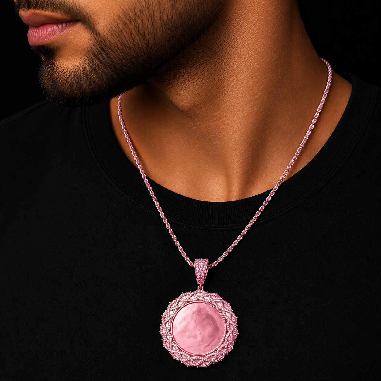 Bubble Letter Iced Out Wire Barbered Custom Photo Necklace Pendant for Men Real Gold Plated 5A Grade Hip Hop Jewelry