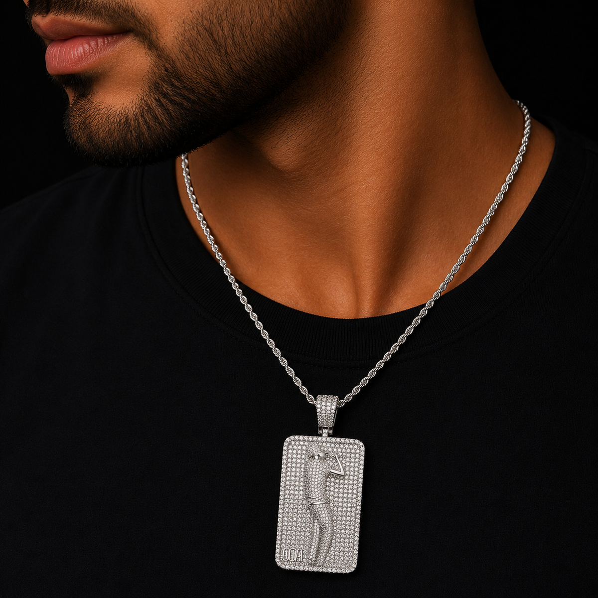 Bubble Letter Iced Out Dog Tag Singer Necklace Pendant for Men Real Gold Plated 5A Grade Hip Hop Jewelry
