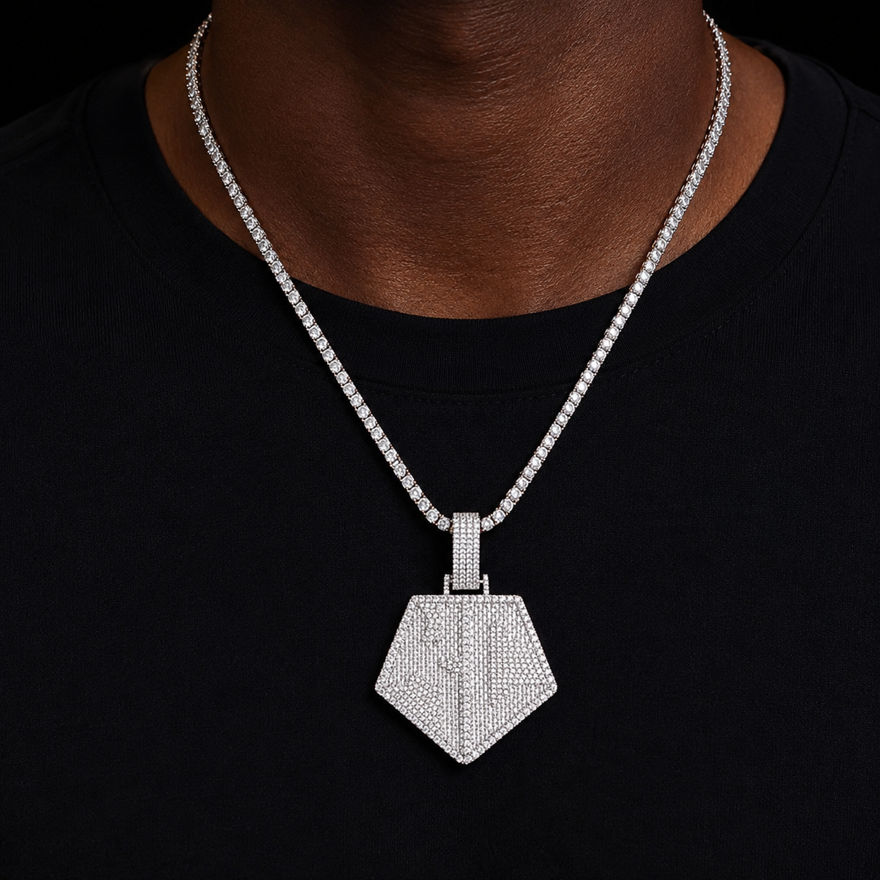 Bubble Letter Iced Out Name KC Necklace Pendant for Men Prong Setting 5A Cubic Zirconia Hip Hop Jewelry