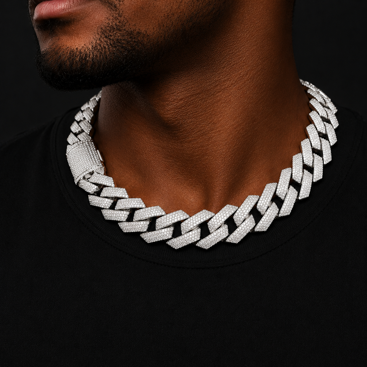 Bubble Letter Men Hip Hop Necklace Choker 20mm 4Row Miami Cuban Chain Iced Out Zirconia Link Fashion Rock Rapper Jewerly