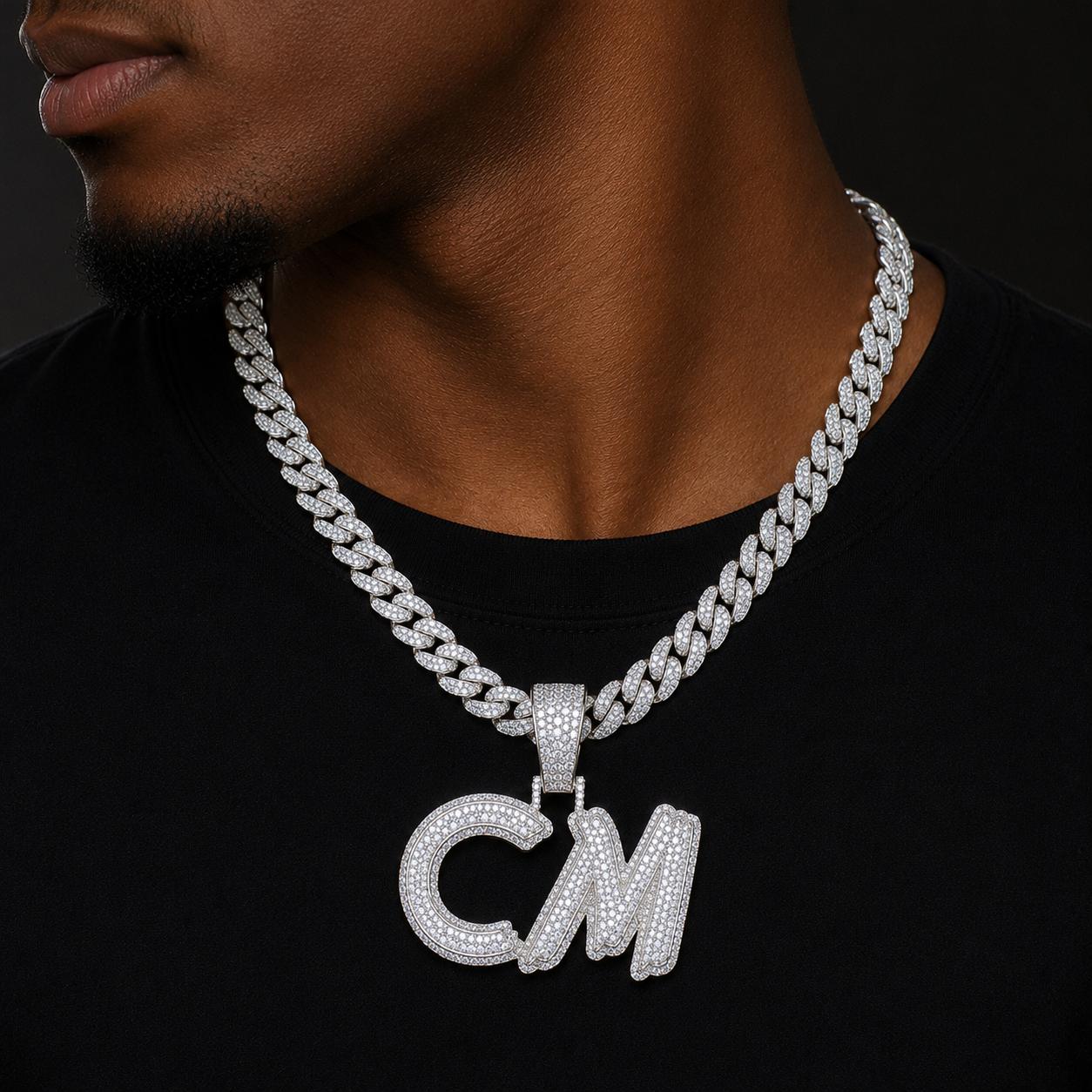 Bubble Letter Sterling Silver 925 VVS Moisanite Iced Out Custom Letter Name Necklace Pendant for Men Hip Hop Jewelry