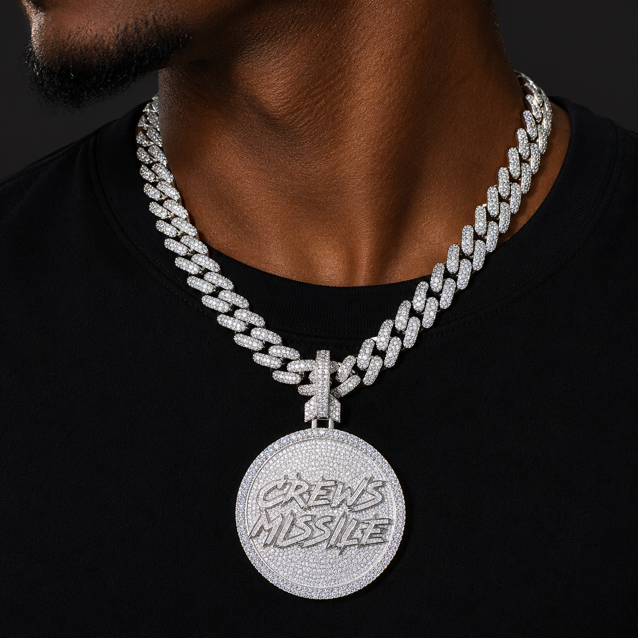 Bubble Letter Sterling Silver 925 VVS Moisanite Iced Out Big Solid Disc Rocket Bail Necklace Pendant for Men Hip Hop Jewelry