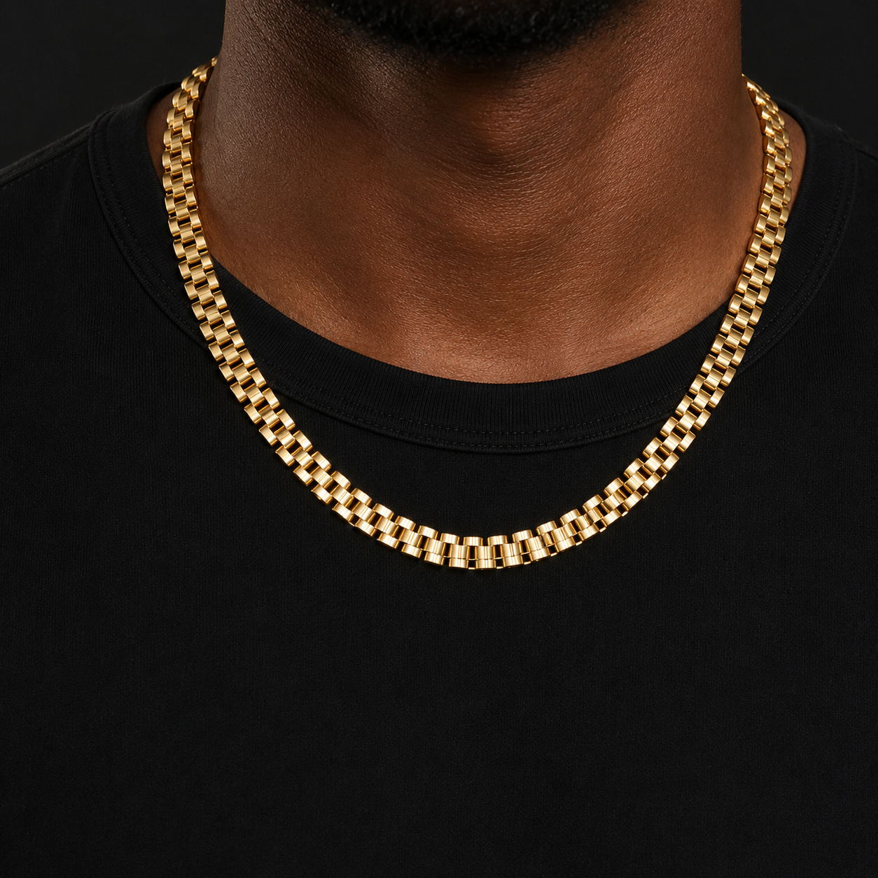 Bubble Letter Stainless Steel Watch Link Chain for Men Necklace Choker PVD Plate Hip Hop Jewelry