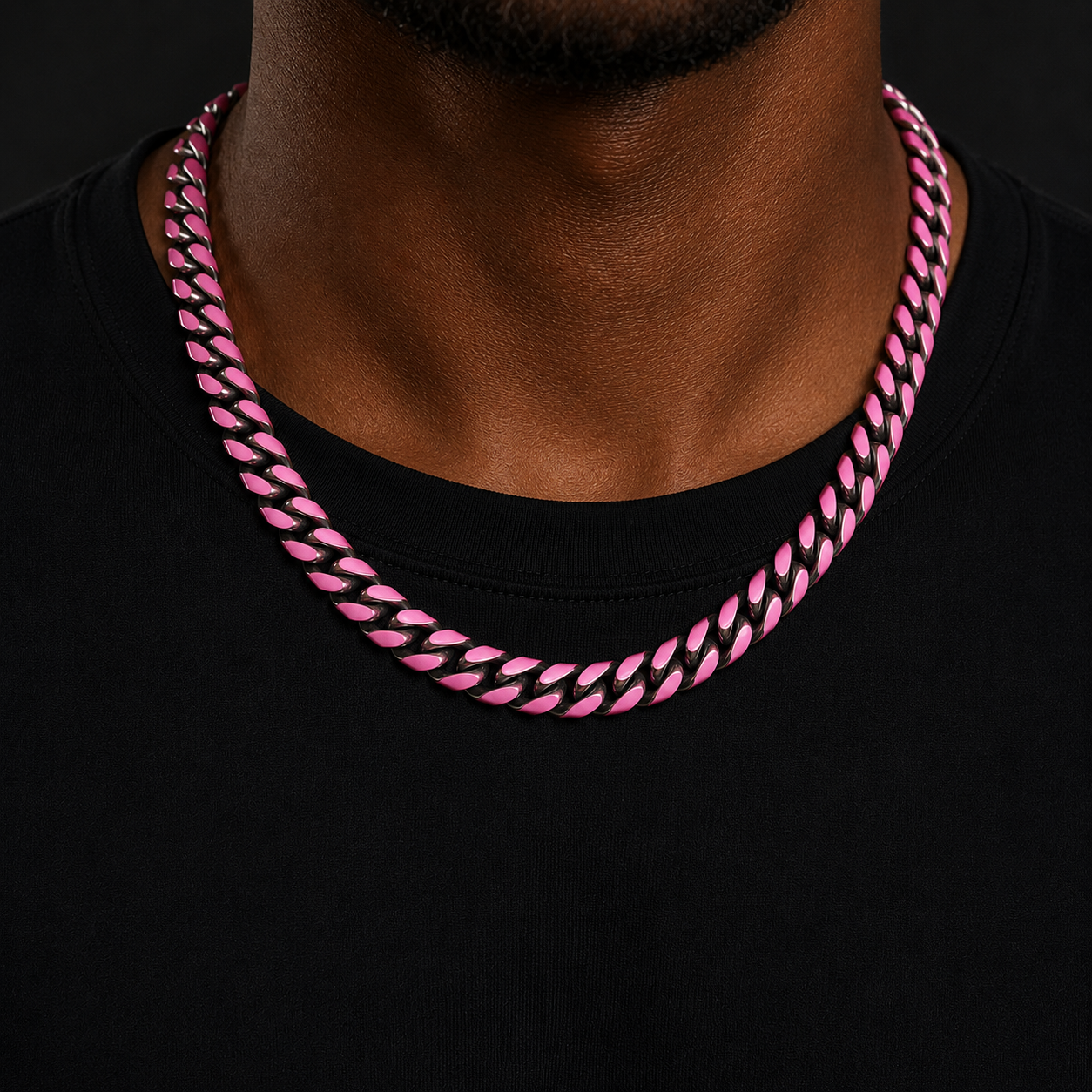 Bubble Letter Miami Cuban Link Chain Necklace Choker for Men Stainless Steel Colorful Plated Hip Hop Jewelry