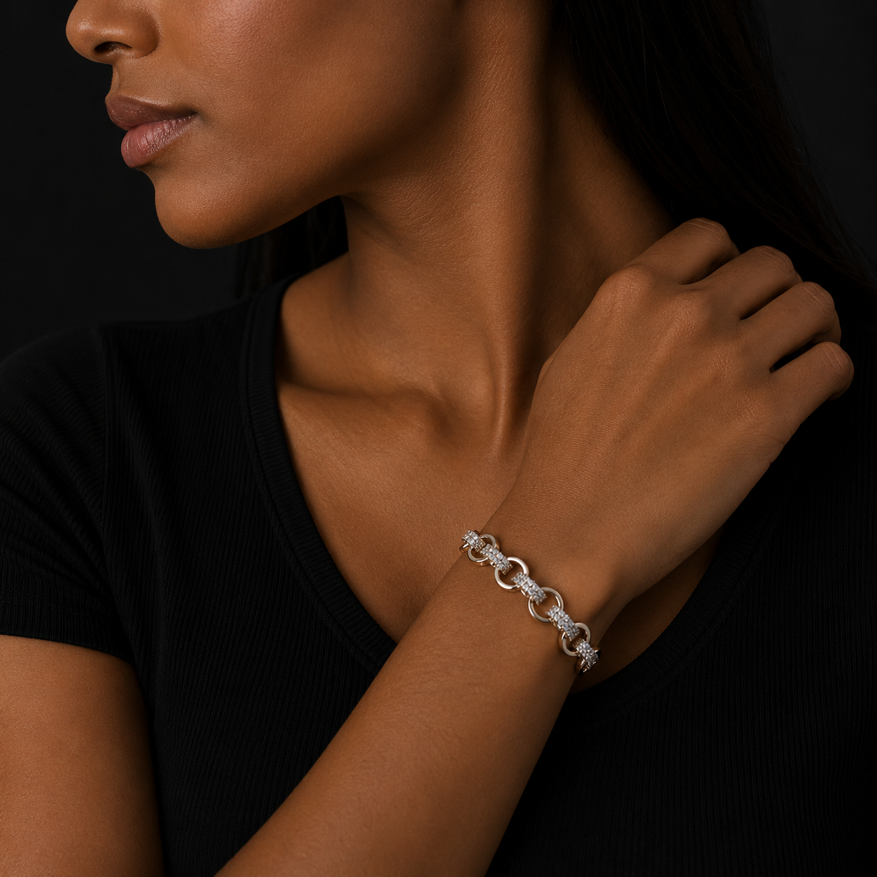 Bubble Letter Tiny Belcher Bracelet for Women Iced Out Real Gold Plated Hip Hop Jewelry