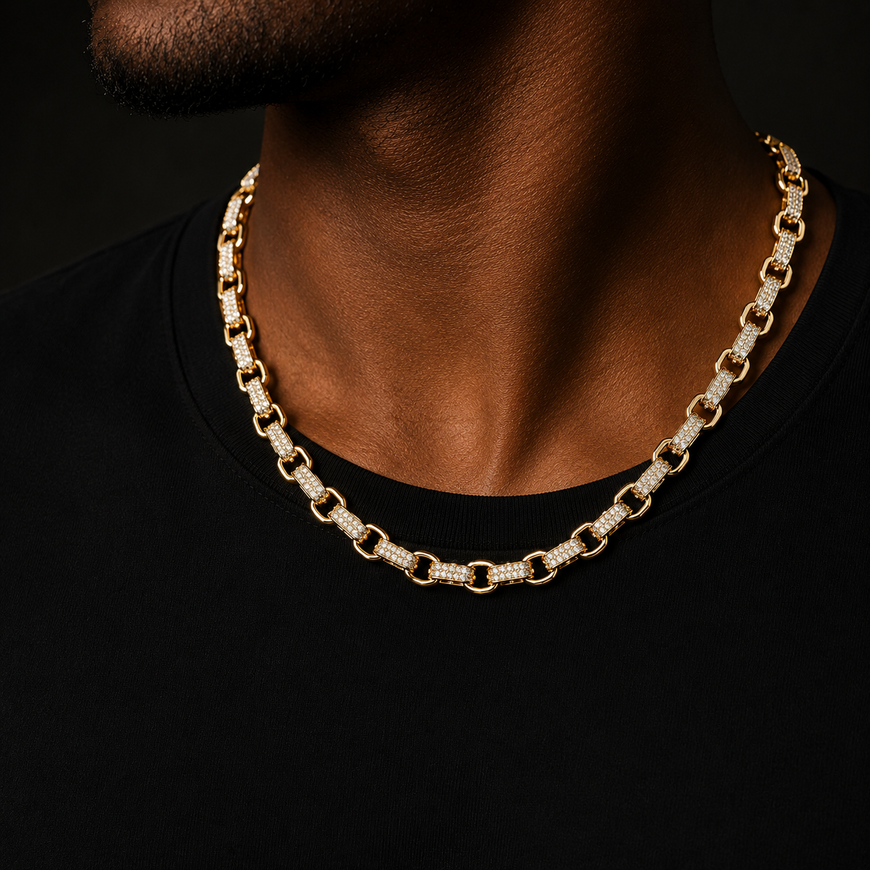 Bubble Letter Iced Out GYSPY Belcher Chain for Men Necklace Choker Albert Clasp Hip Hop Jewelry