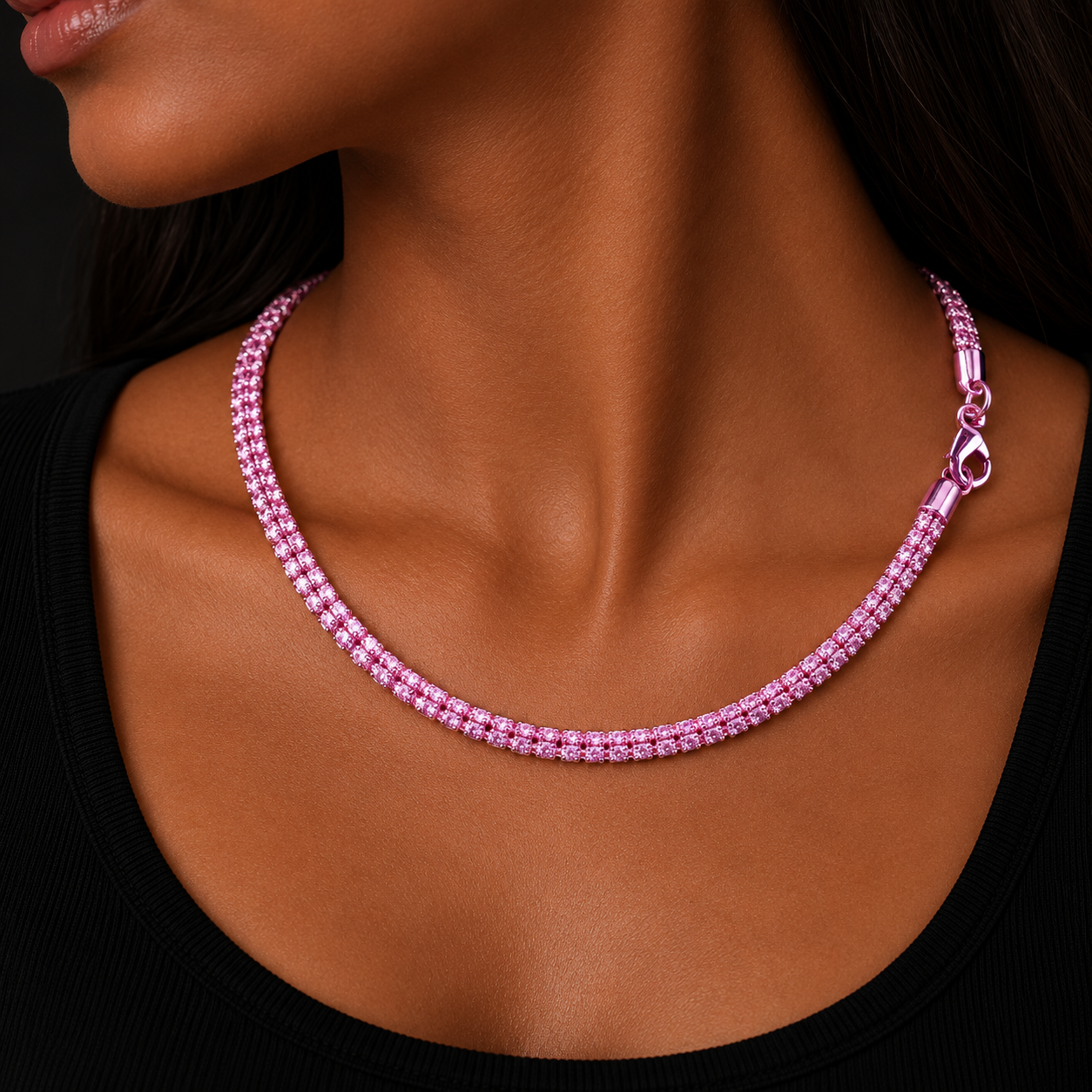 Bubble Letter Round Snake Link Necklace Choker for Women Real Gold Plated Hip Hop Jewelry