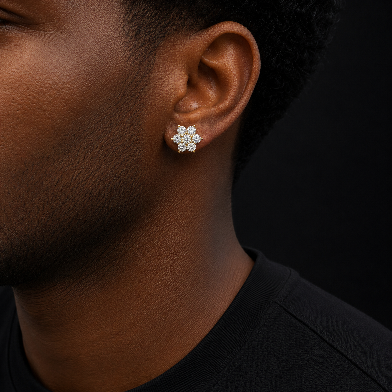 Bubble Letter Silver Moissanite VVS Snowflake Stud Earring for Women Hip Hop Jewelry
