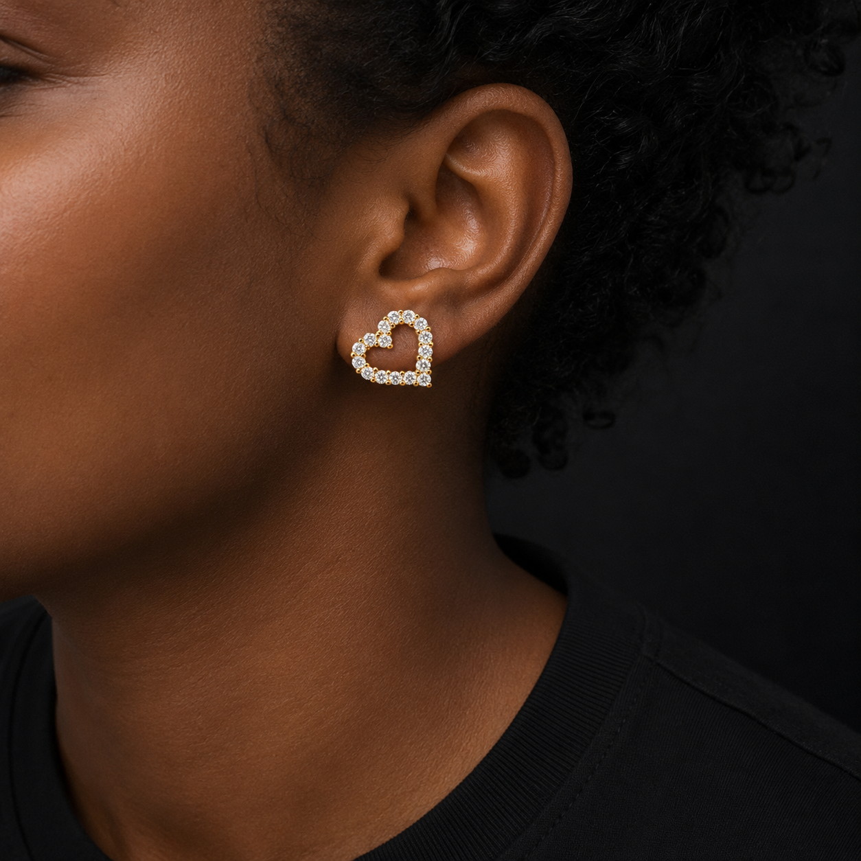 Bubble Letter Silver Moissanite VVS Hollow Heart Stud Earring for Women Hip Hop Jewelry