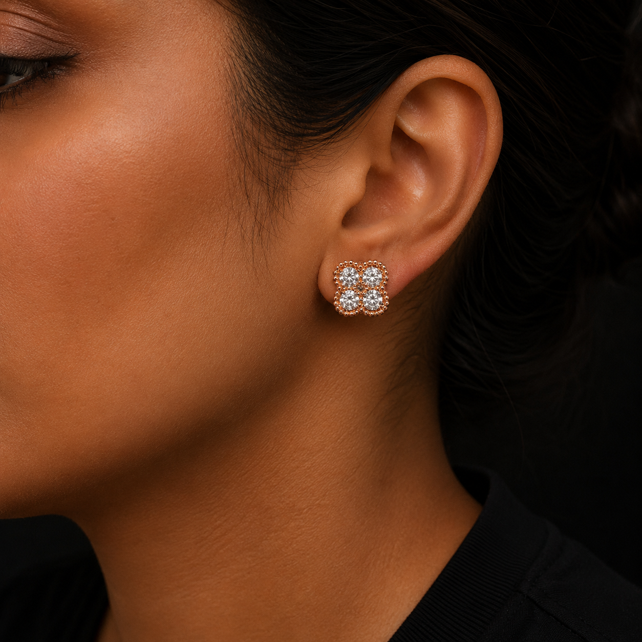 Bubble Letter Silver Moissanite VVS Flower Stud Earring for Women Hip Hop Jewelry