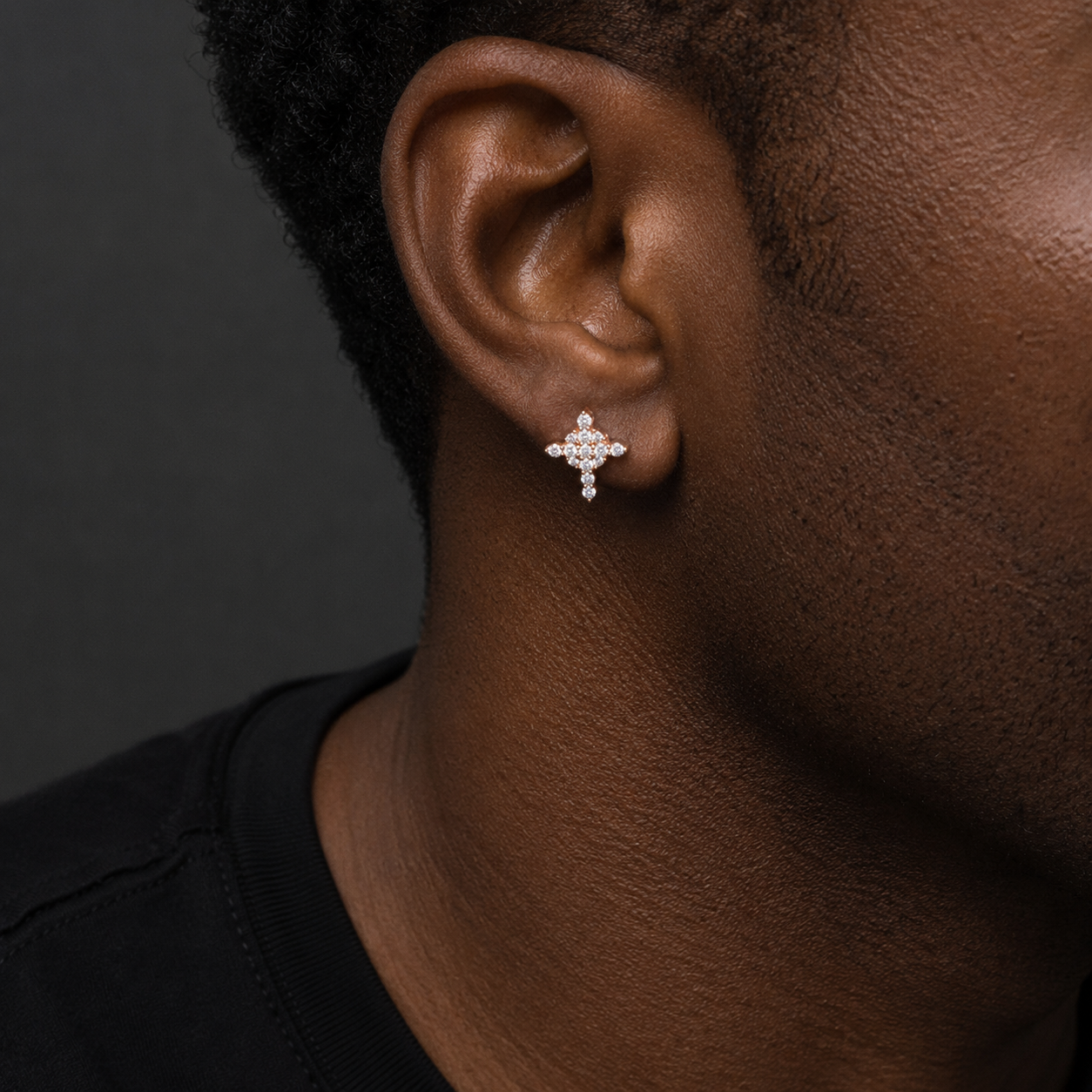 Bubble Letter Silver Moissanite VVS Round Cross Stud Earring for Men Hip Hop Jewelry